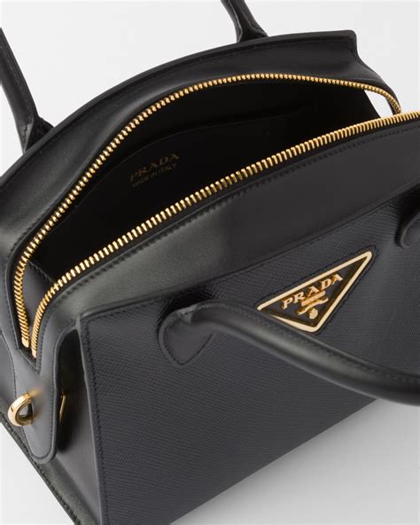 black prada bag with white stitching|Prada saffiano black small.